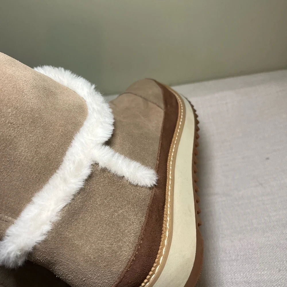 Tom’s Makenna Women's Tan Suede Boots with Faux Fur Lining Size 10